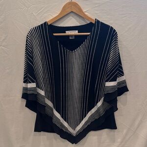 Allison Daley Black and White Poncho Style Top, Size M